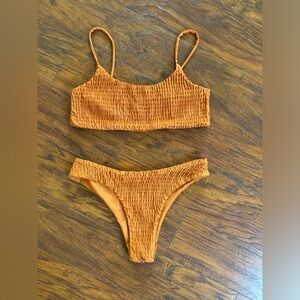 Burnt orange crinkle bikini